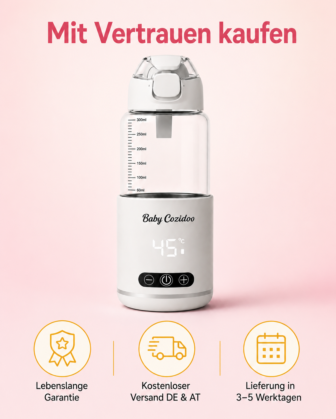 BabyCozidoo PRO3 Flaschenwärmer mit lebenslanger Garantie und kostenlosem Versand in DE und AT