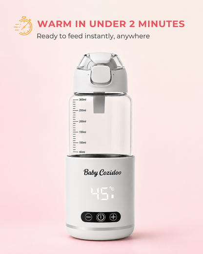 Baby bottle warmer that warms milk in under 2 minutes - BabyCozidoo PRO3 cordless portable bottle warmer