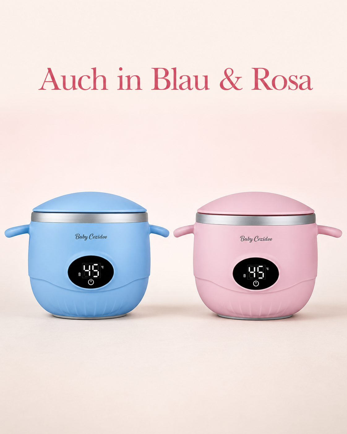 Babykostwärmer PRO in Blau & Rosa erhältlich – BabyCozidoo kabellos