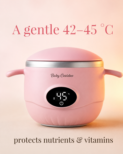 Baby food warmer with a gentle 42-45 °C to protect nutrients - BabyCozidoo PRO