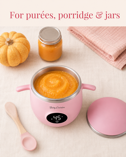 Baby food warmer for purées, porridge and jars - warming baby food with the BabyCozidoo PRO