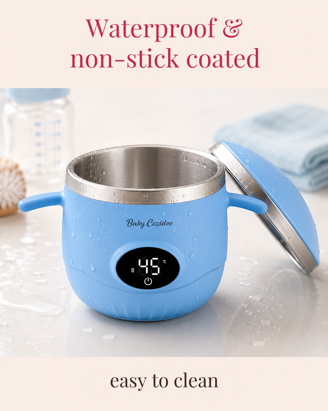 Baby food warmer, waterproof and non-stick coated for easy cleaning - BabyCozidoo PRO