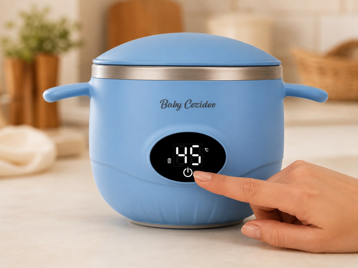BabyCozidoo Babykostwärmer: Temperatur am LED-Display wählen 45 °C