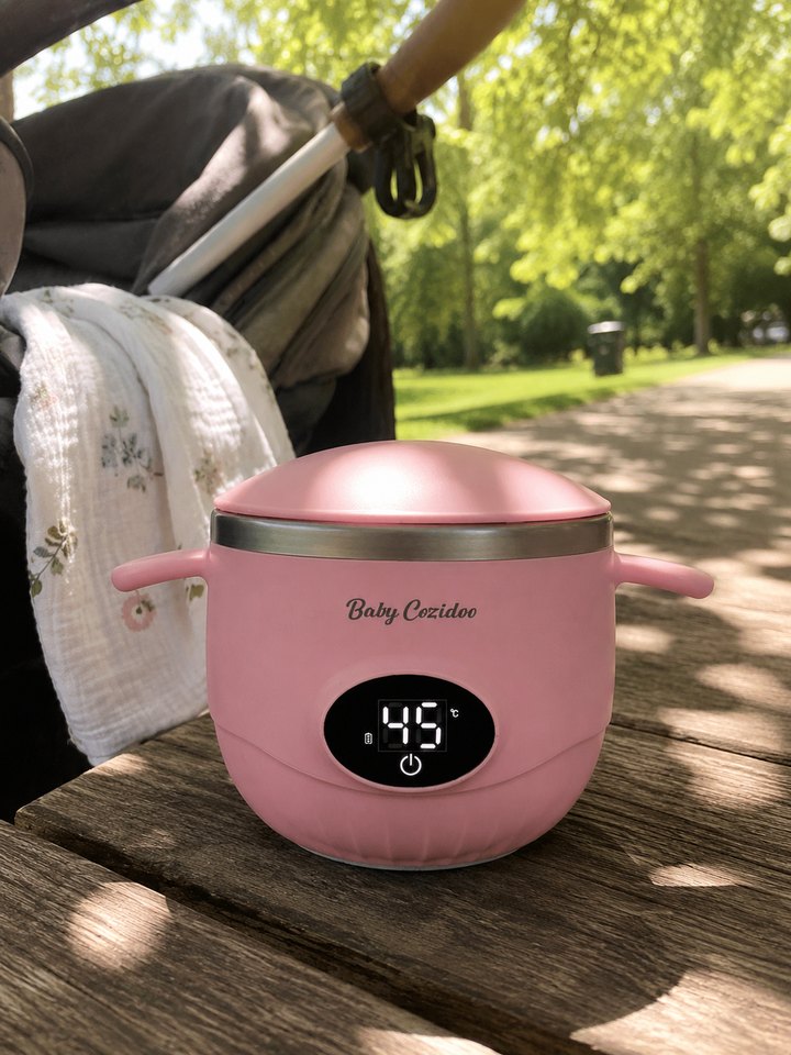 Mama mit Cozidoo Flaschenwärmer unterwegs